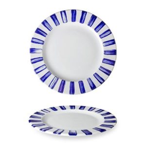 Lilien Indigo Deniz Desenli Düz Tabak, 20 cm, Mavi