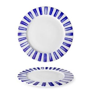 Lilien Indigo Deniz Desenli Düz Tabak, 28 cm, Mavi