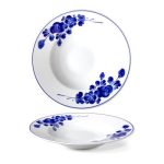 Lilien Indigo Flora Desenli Makarna Tabağı, 27 cm, Mavi