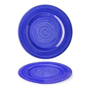 Lilien Indigo Spiral Desenli Düz Tabak, 28 cm, Mavi