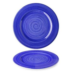 Lilien Indigo Spiral Desenli Düz Tabak, 31 cm, Mavi