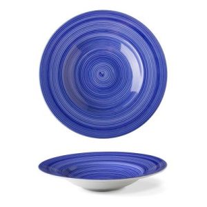 Lilien Indigo Spiral Desenli Makarna Tabağı, 27 cm, Mavi