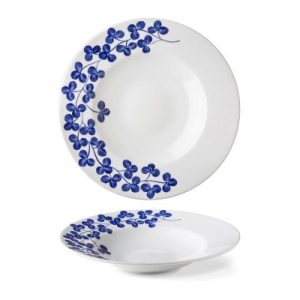 Lilien Indigo Yonca Desenli Makarna Tabağı, 27 cm, Mavi