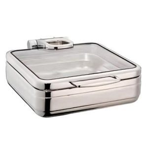 Öztiryakiler Lux Hidrolik Cam Kapaklı Kare Chafing Dish, GN 2-3, 6 L