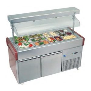 Öztiryakiler OSBA 15070 Asansörlü Buzdolaplı Saladbar, 157x72 cm, Ceviz