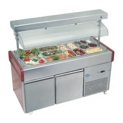 Öztiryakiler OSBA 15070 Asansörlü Buzdolaplı Saladbar, 157x72 cm, Maun