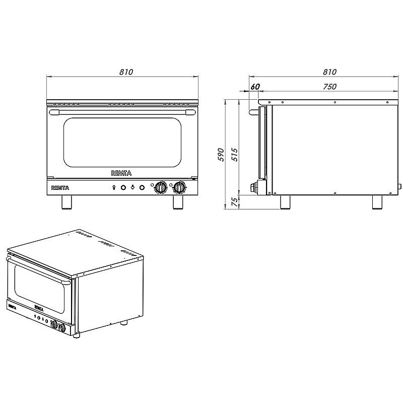 Remta S16 4'lü Pizza Fırını, 62x62 cm, Elektrikli - Görsel 4