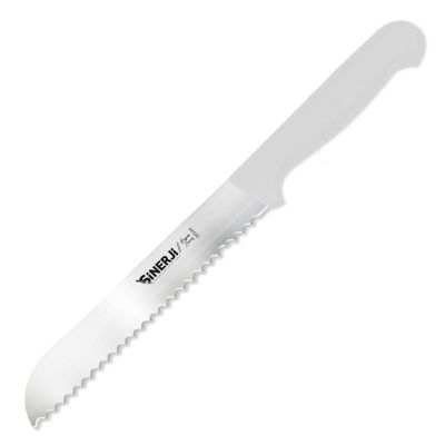 Sinerji Passion Plastik Saplı Dişli Ekmek Bıçağı, 19 cm, Beyaz