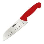 Sinerji Passion Plastik Saplı Oluklu Santoku Şef Bıçağı, 18 cm, Kırmızı