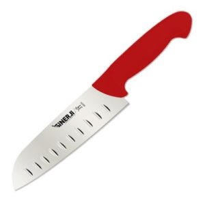 Sinerji Passion Plastik Saplı Oluklu Santoku Şef Bıçağı, 18 cm, Kırmızı