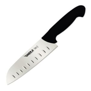Sinerji Passion Plastik Saplı Oluklu Santoku Şef Bıçağı, 18 cm, Siyah