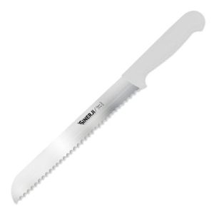 Sinerji Passion Plastik Saplı Orta Dişli Ekmek Bıçağı, 23 cm, Beyaz