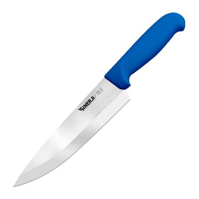 Sinerji Silver No 2 Plastik Saplı Şef Bıçağı, 20.5 cm, Mavi