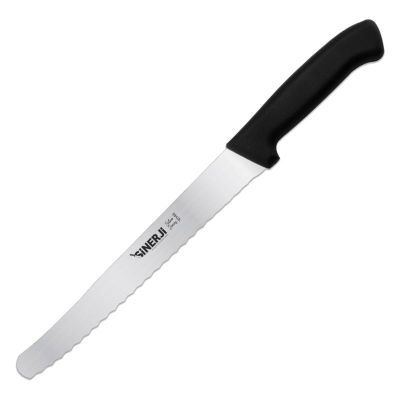Sinerji Silver Plastik Saplı Büyük Dişli Ekmek Bıçağı, 24 cm, Siyah