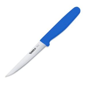 Sinerji Silver Plastik Saplı Dişli Sebze Bıçağı, 11 cm, Mavi
