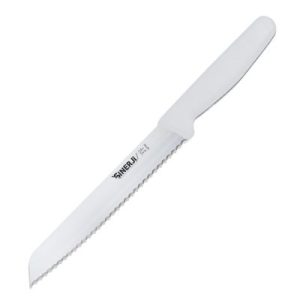 Sinerji Silver Plastik Saplı Küçük Dişli Ekmek Bıçağı, 18 cm, Beyaz