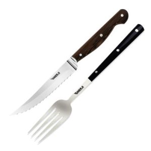 Sinerji Wooden 2'li Venge Saplı Krom Bilezikli Steak Seti