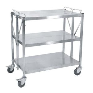 Smart Chef 102102 Paslanmaz Çelik 3 Katlı Katlanır Servis Arabası, 88.5x50.1x96 cm