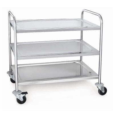 Smart Chef X1101 Paslanmaz Çelik 3 Katlı Servis Arabası, 84.5x52.5x94 cm