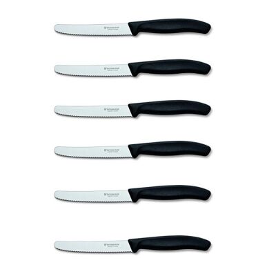 Victorinox Swiss Classic 6.7833.6 6'lı Tırtıklı Domatas ve Sofra Bıçağı, 11 cm, Siyah