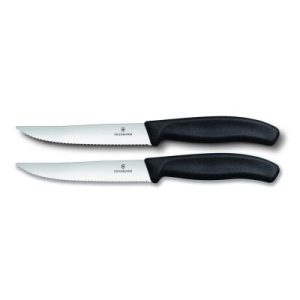 Victorinox Swiss Classic 6.7933.12B Blisterli 2'li Tırtıklı Biftek Bıçağı, 12 cm, Siyah