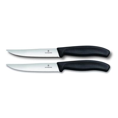 Victorinox Swiss Classic 6.7933.12B Blisterli 2'li Tırtıklı Biftek Bıçağı, 12 cm, Siyah