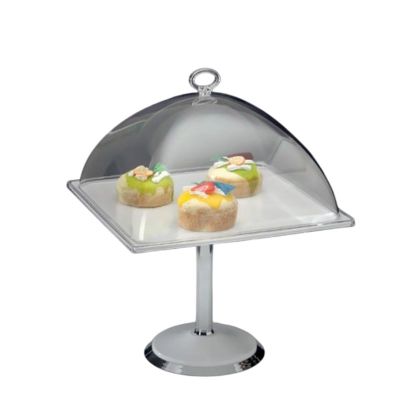 Zicco ZCP-669 Polikarbon Kapaklı Melamin Altlı Fanus Teşhir Standı, 30x30 cm, Beyaz