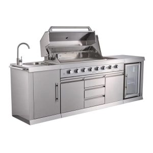 Berfmann BRGG-275S Apex 6+2 Gazlı Barbekülü ve Buzdolaplı Outdoor Mutfak, Kızılötesi Yan Ocak