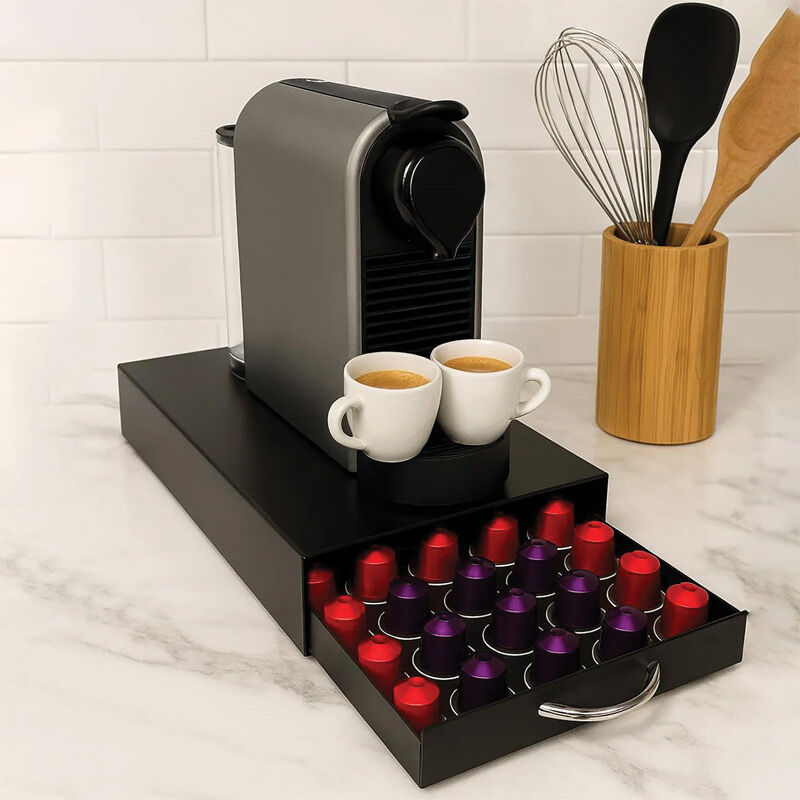 Decorelax Çekmeceli 5 Bölmeli Kapsül Kahve Standı, Siyah - Görsel 2
