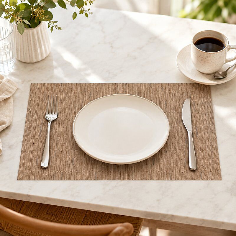 Epinox AS-10E PVC Amerikan Servis, 30x45 cm, Bej - Bambu Dokulu - Görsel 2