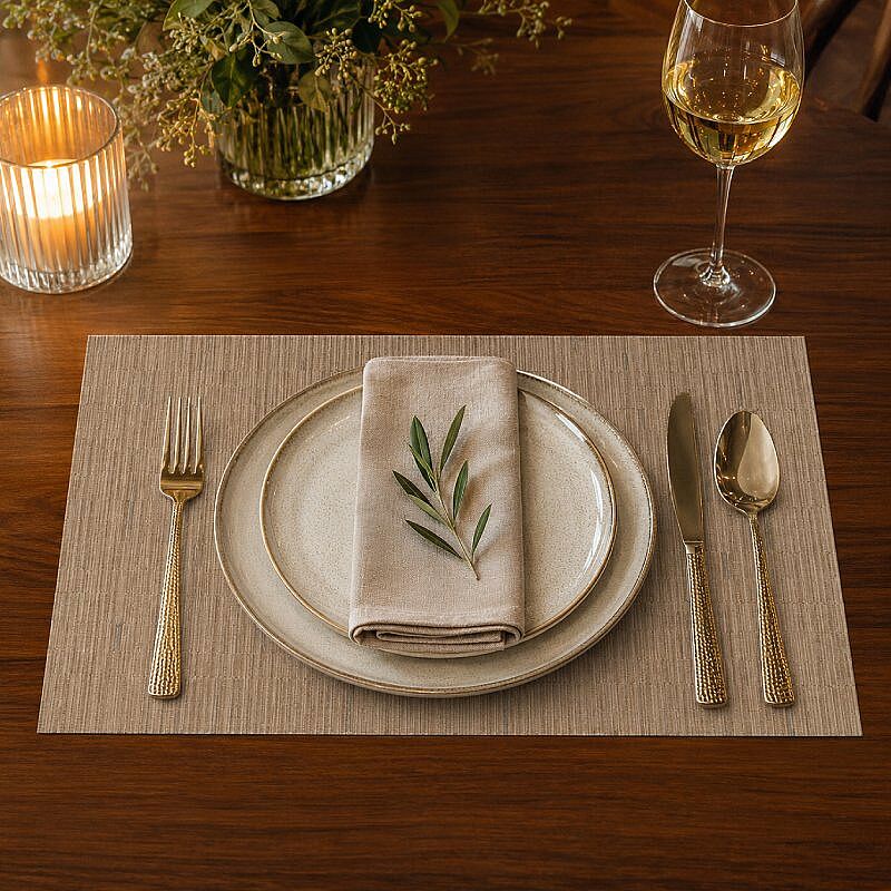 Epinox AS-10E PVC Amerikan Servis, 30x45 cm, Bej - Bambu Dokulu - Görsel 3