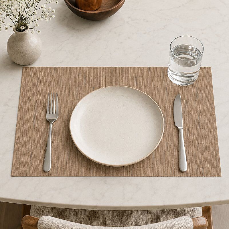 Epinox AS-10E PVC Amerikan Servis, 30x45 cm, Bej - Bambu Dokulu - Görsel 5