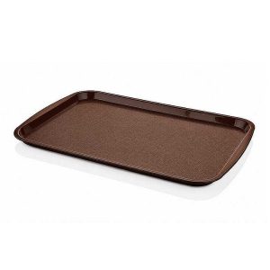 Epinox TPK-3627 Dikdörtgen Plastik Kaymaz Tepsi, 36x27cm, Kahverengi