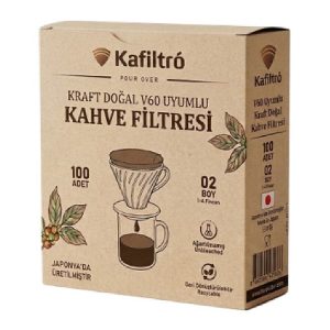 Kafiltro V60 02 Uyumlu Kraft Filtre Kahve Kağıdı, 100 Adet