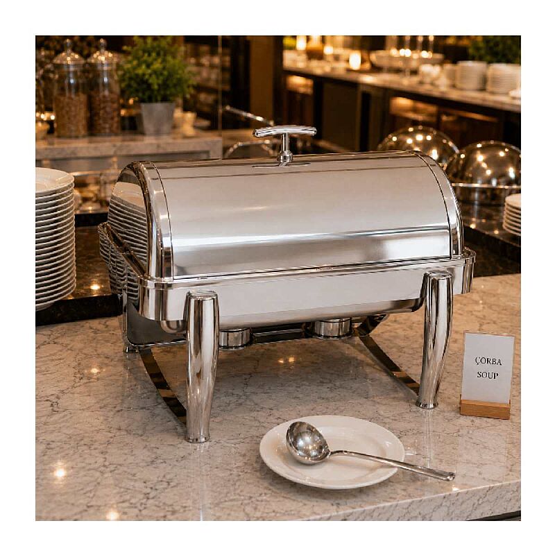 Kapp Delux Roll Top Çift Çorbalık Chafing Dish, 2x4.5 L, Jel Yakıtlı + Elektrikli - Görsel 2