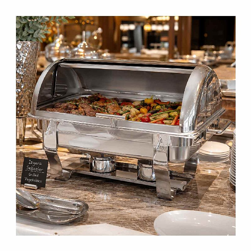 Kapp GN 1/1 Klasik Roll Top Chafing Dish, 9 L, Jel Yakıtlı + Elektrikli - Görsel 3