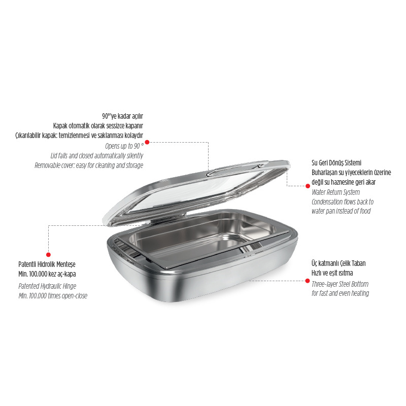 Kapp GN 1/1 Titan Chafing Dish, 5.7 L, Elektrikli, Siyah - Görsel 7