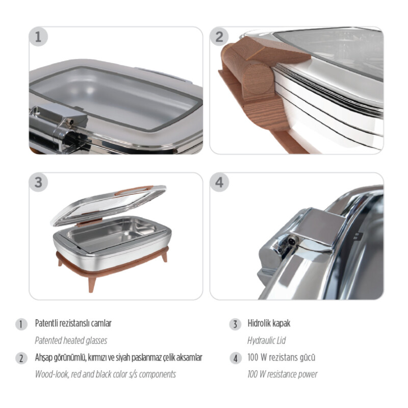 Kapp GN 1/1 Titan Chafing Dish, 5.7 L, Elektrikli, Siyah - Görsel 8