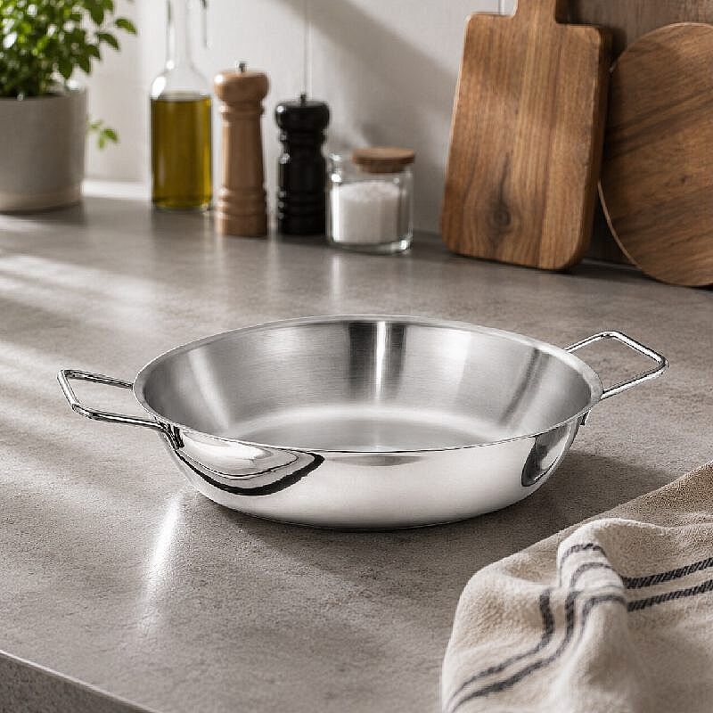 Kapp İndüksiyon Uyumlu Çift Saplı Paella Çelik Tava, 28x6 cm, 3.7 L - Görsel 3