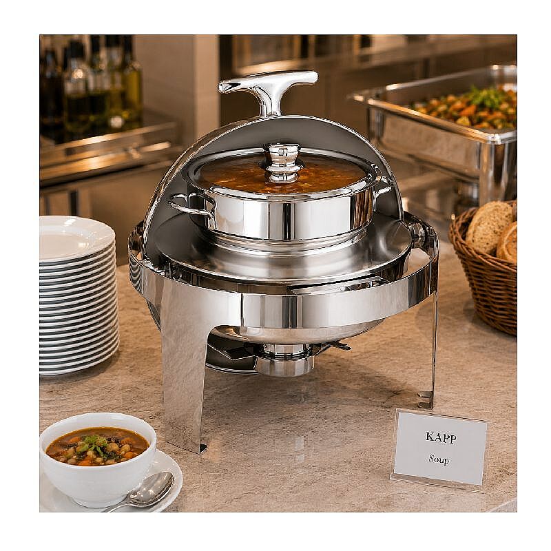 Kapp Klasik Çorbalık Roll Top Chafing Dish, 6 L, Jel Yakıtlı+Elektrikli - Görsel 2