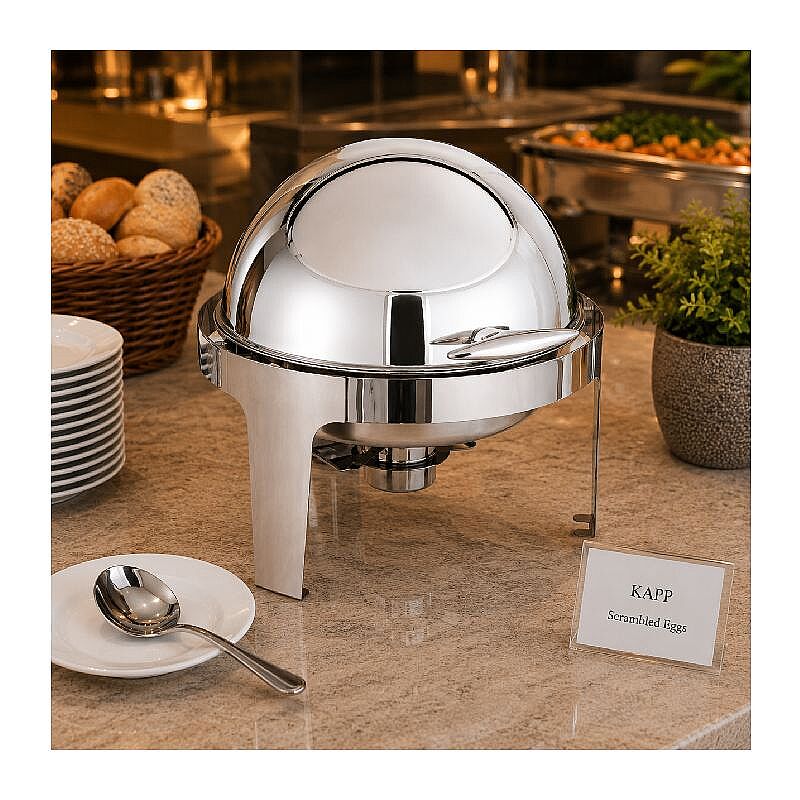 Kapp Klasik Yuvarlak Roll Top Chafing Dish, 6 L, Jel Yakıtlı+Elektrikli - Görsel 2