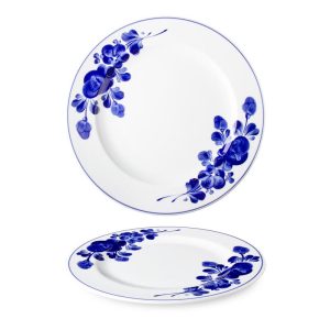 Lilien Indigo Flora Desenli Düz Tabak, 31 cm, Mavi