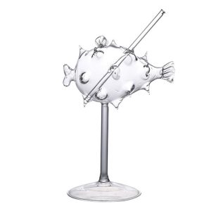 Luxegon Pipetli Balon Balık Kokteyl Bardak, 200 ml