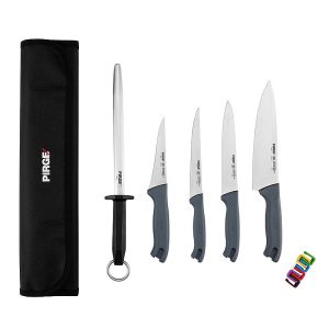 Pirge 35198 Gastro Çantalı 5'li Bıçak Seti, Gri