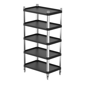 Plastport 5 Katlı Açık Plastik Servis Arabası, 160x80x50 cm, Siyah