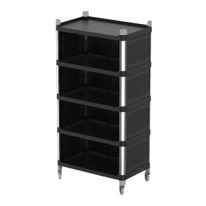 Plastport 5 Katlı Kapalı Plastik Servis Arabası, 160x80x50 cm, Siyah