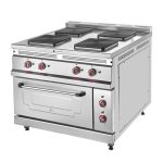 SilverInox E-100 4 Gözlü Fırınlı Kuzine, 100x100x95 cm, Elektrikli