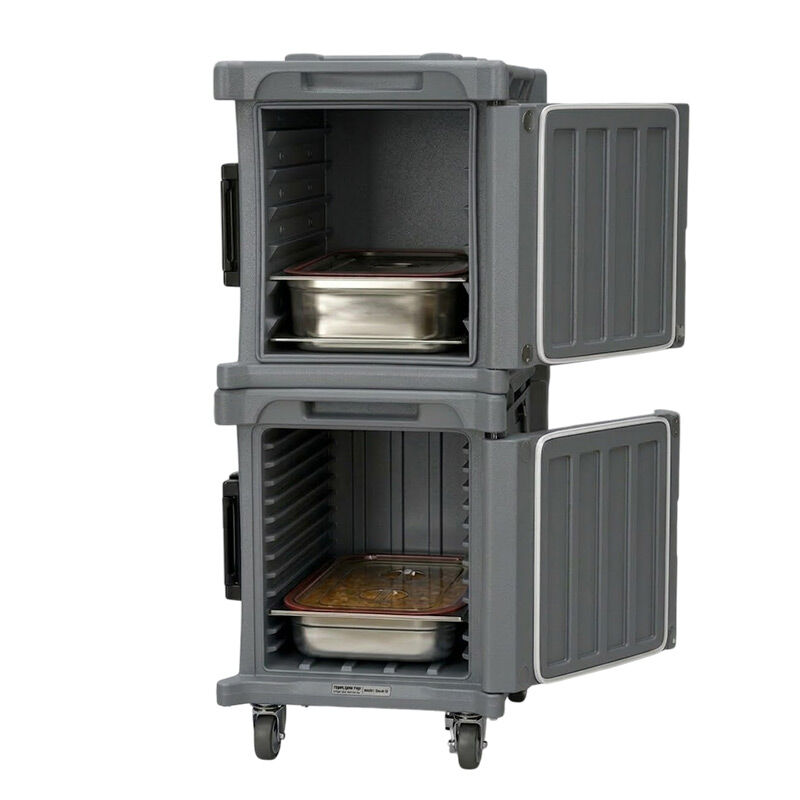 Tribeca TCB-600NMIXDUO Önden Yüklemeli Tekerlekli Çiftli Thermobox, 95x134x127 cm, Gri