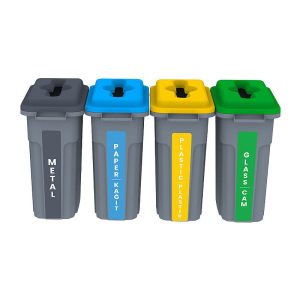 UTP Professional UTP402 Kilitli Açık Kapaklı 4'lü Set Geri Dönüşüm Kovası, 4x70 L