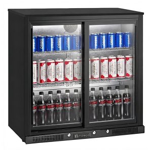 Vosco VBBC-250S Çift Sürgü Kapılı Bar Arkası Şişe Soğutucu Dolap, 238 L, Siyah